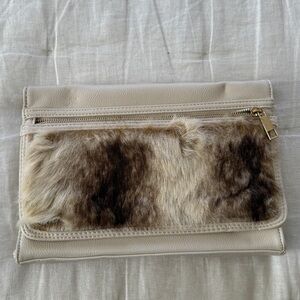 Faux Fur and Leather Clutch